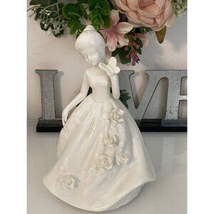 Berman Anderson China Girl w/ Butterfly Roses Figurine Plays Michelle by Beatles